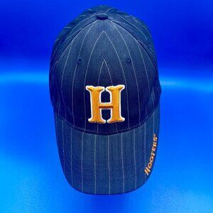 HOOTERS Vintage Black with White Pinstripes Baseball Hat Cap Elastic band OS